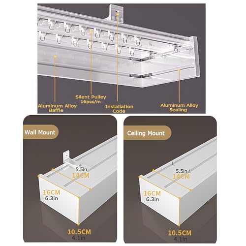 Rail de rideau plafond pour séparation de pièce et studio de 1,40m
