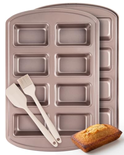 CARTMAN 2-Pack 8-Cavity Mini Loaf Pans, Carbon Steel Bread Pan