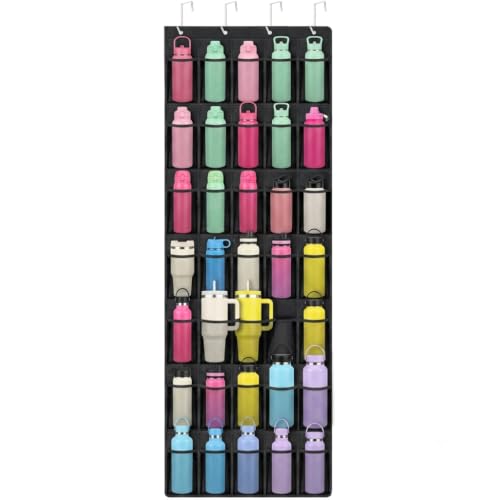 Cup Storage Organizer Water Bottle Organizer for Stanley Cup | 35 Holders Over The Door Waterproof Beathable Oxford Hangs Wall Door RV for Various Sizes Tumbler Storage