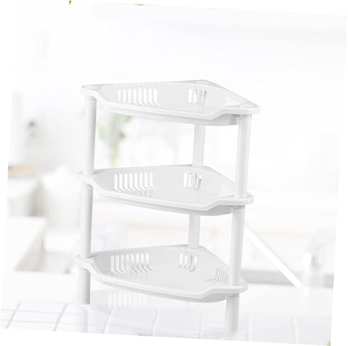 Miniatura 5 de Cabilock Estante de almacenamiento de 3 estantes cuadrados, estantería de plástico, organizador de estantes de esquina para baño, estante de