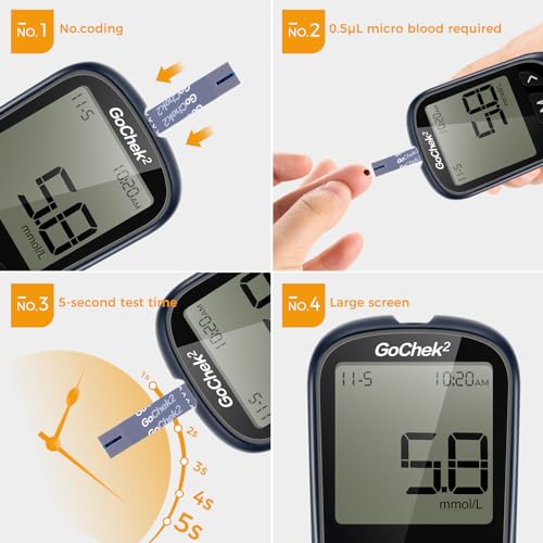 Blood Glucose Monitor Meter Diabetes Test Kit [2023 Upgrade] with Hypo and Ketone Warning, Meal Marker, 500 Memories, Blood Sugar Tester with 10 Test Strips and 10 Lancets - in mmol/L