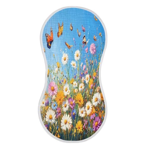 JUZIHAI 4Pack Beautiful Flowers Baby Burp Cloths Soft Cotton Burp Rags,Super Absorbent Burp Cloth Bag for Newborn Baby Boys/Girls