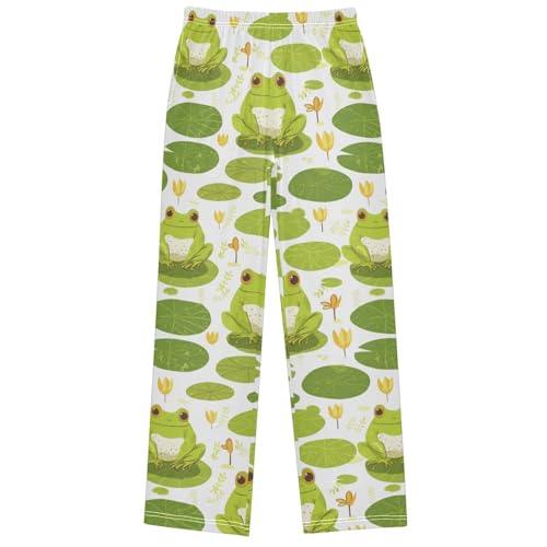 Boy's Pants Green Frog Setting Jogger Pants Elastic Waist Long Bottoms Trousers with Pockets 6-14 Years