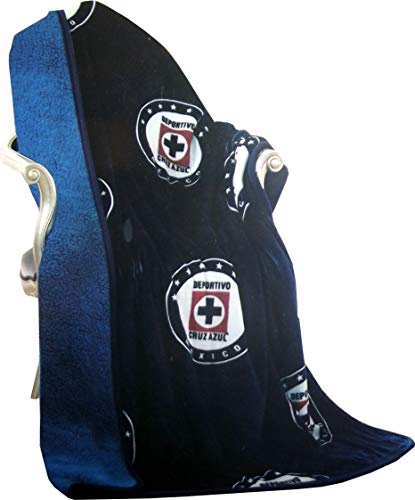 Cruz Azul Team Logo Blue Sherpa Lining Borrego Flannel Throw Sofa Blanket 50
