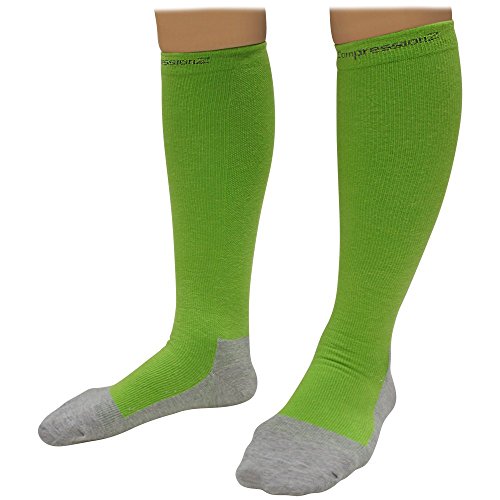 CompressionZ 20-30 mmHg Knee High Compression Socks, Green, XL