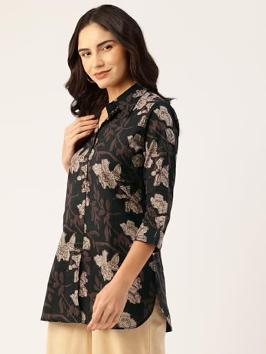 Image of feranoid Classic Collared Cotton Shirt with 3 /4 Sleeve for a Timeless Casual Look