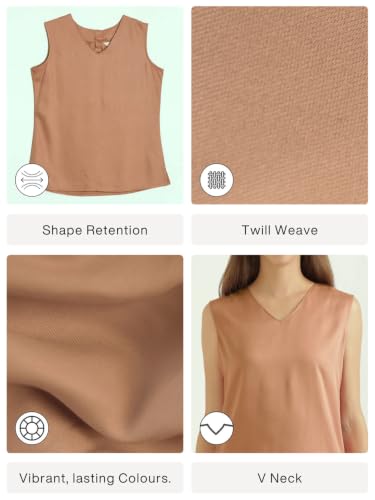 Image of SAADAA V-Neck Tops for Women| Viscose Fabric | Sleeveless Design | Relaxed Fit for Everyday Comfort | Office & Casual Wear