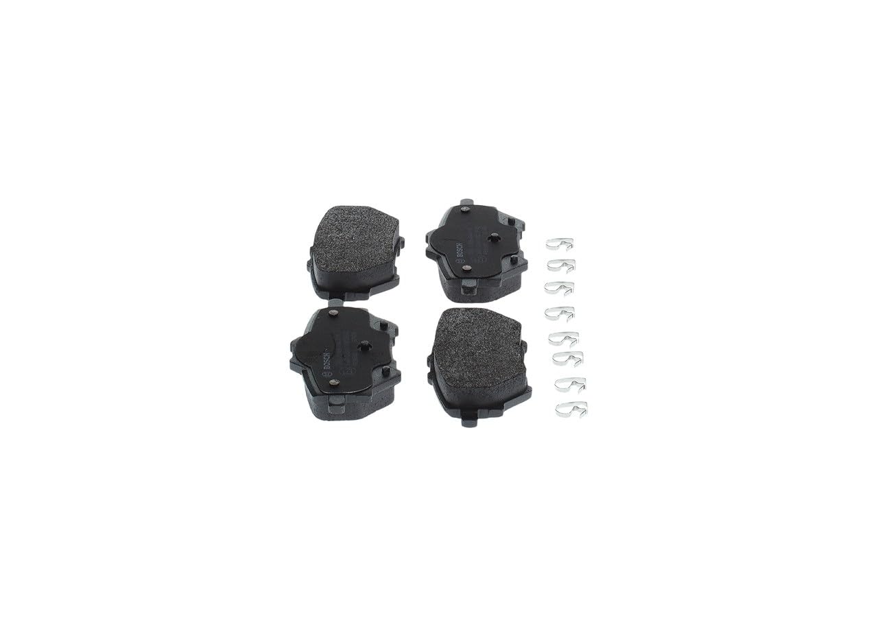 Bosch BP1711 - Pastiglie Freni Auto, Asse Posteriore - Qualità Bosch - Riduzione del Rumore e della Polvere - Certificazione ECE-R90 - Senza Rame - 1 Confezione da 4 Pastiglie - Con Accessori