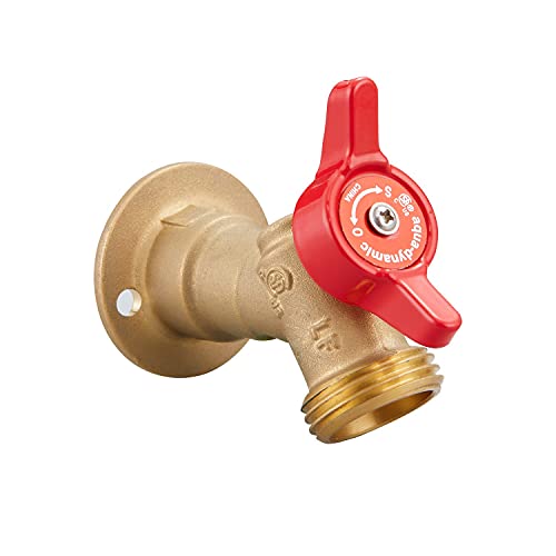 Pronese Lead-free Soild Brass,Quarter Turn Sillcock Hose Bibb With Flange, Wall Mount Faucet 3/4" GHT Ã—3/4" FIP Water Inlet ,145 Degree Elbow Stop Valve Adapter & Boiler
