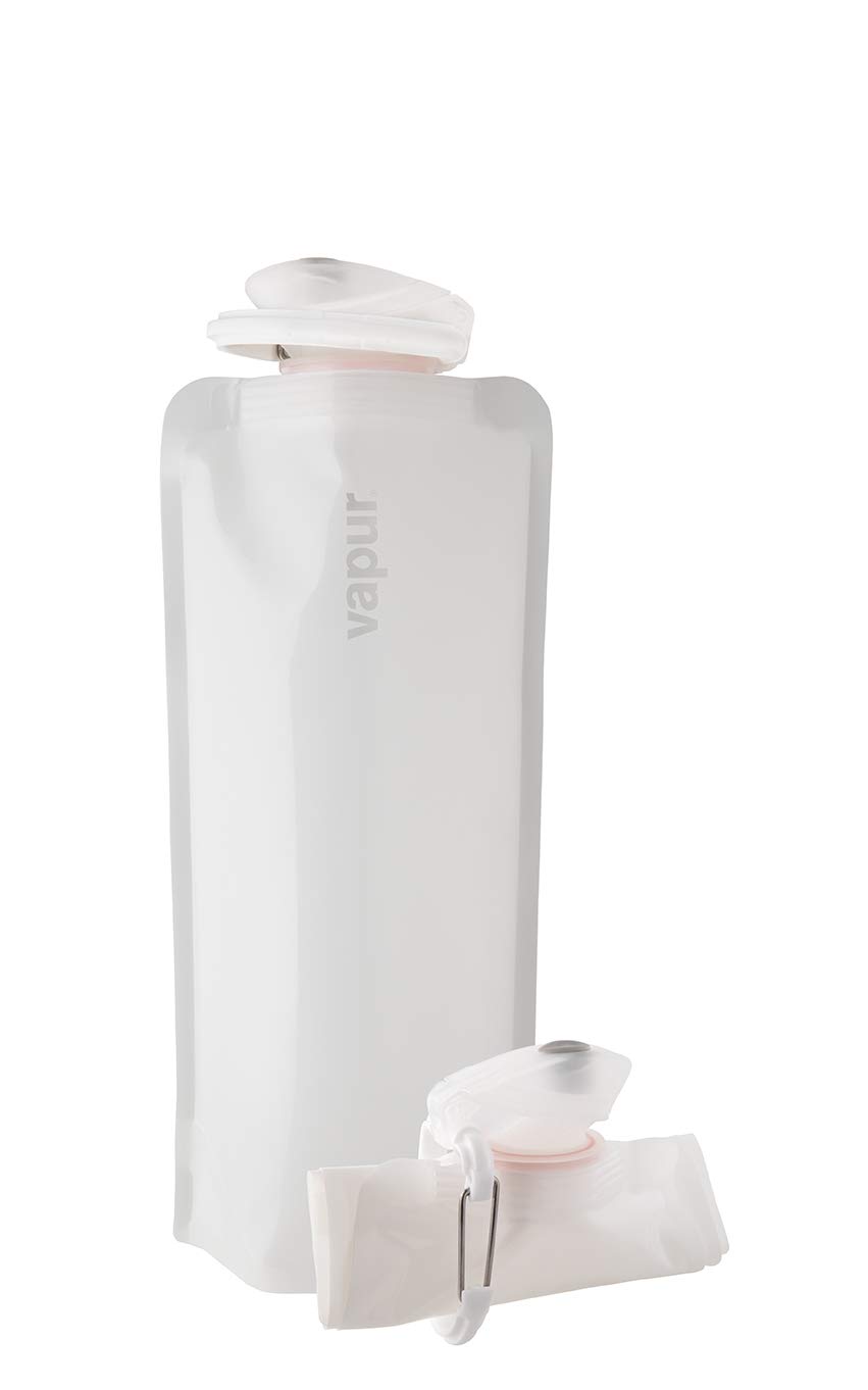 Vapur Flexible, Collapsible Wide Mouth Anti-Bottle with Detachable Carabiner, 23 Ounce, Whiteout, Pack of 1