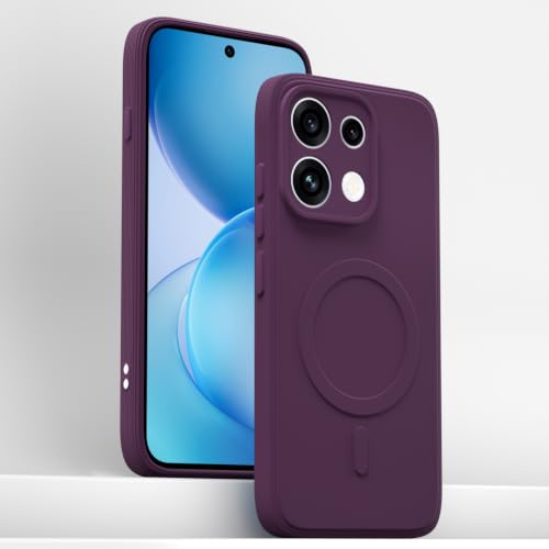 Image of Outlouders Back Cover for Oppo Reno 16c 5G | Soft Matte Silicone | Slim Fit | Magnetic-Safe Logo Design (Magnetic-Safe Not Compatible) | Shockproof | Camera Protection Bumper Case (Purple)