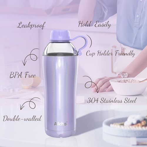 Image of 2-in-1 Vacuum Insulated Steel Water Bottle, 18 oz, Leak-proof Design, BPA-free, Compatible with Cup Holders, Dishwasher Safe, Durable Stainless Steel Material, 2 Lid Options, Straw Included