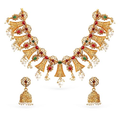 Image of Rubans Necklace Set American Diamond and Cubic Zirconia Ethnic Jewellery Gift for Women & Girls