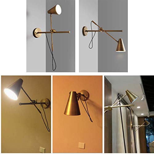Lámpara de pared para dormitorio que soluciona la falta de espacio con diseño regulable 6
