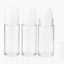 Hunky Dory 3pcs 50ml Glass Clear Bottle Roll on For Deodorant,Perfume,Essential Oil