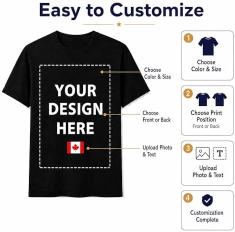 COOZEBRA Custom T Shirt with Front Back, Personalized Shirt with Photo Text Design, Custom Shirt for Men Women Adults - 5