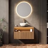 Stable et résistant à l'humidité : fabriqué en contreplaqué robuste et résistant à l'humidité (polywood) aspect bois expresso/chêne marron. Qualité durable qui reste dans un environnement humide de la salle de bain.