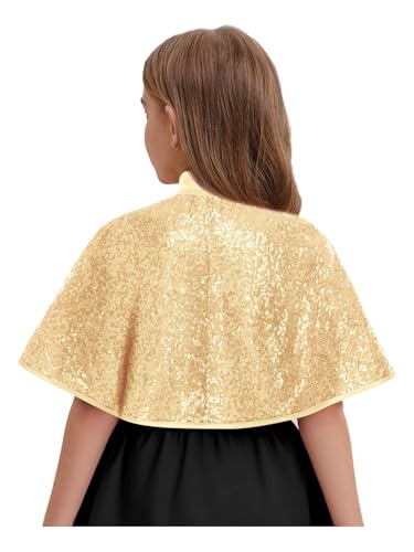 Choomomo Sequin Rhinestone Bolero Cape for Girls Princess Sparkly Glitter One Button Shawl Wraps4