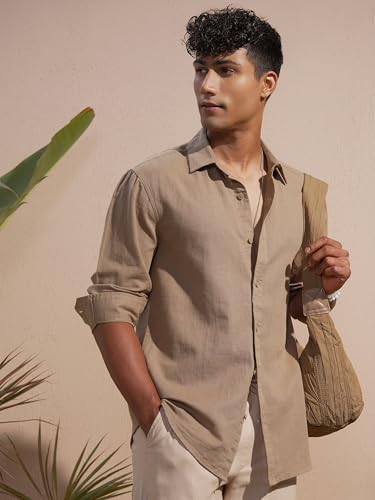 Image of Highlander Men's Relaxed Fit Casual Shirt | Cotton Linen | Relaxed fit | Full Sleeves
