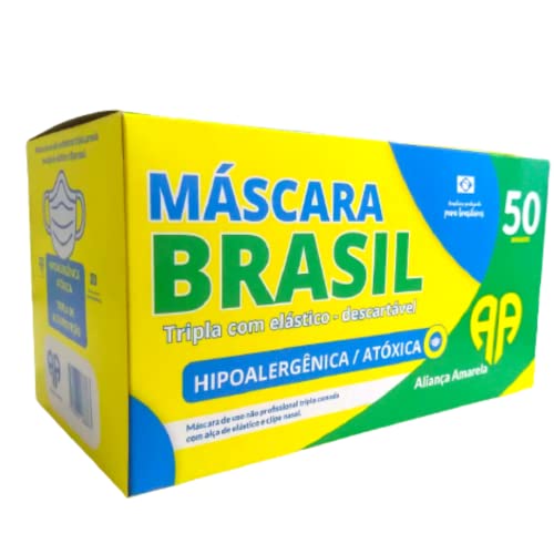 Máscara Cirúrgica Brasil cor Verde 50 unidades