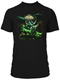 All hail the Lord of Outland! Stand alongside the original Demon Hunter, Illidan Stormrage, in his fight against the Legion. This men's black t-shirt is made of comfy 100% cotton and features a color graphic of Illidan Stormrage, Lord of Outland and leader of the Demon Hunters from World of Warcraft: Legion video game! Features slim-fit body. Machine wash with like colors; tumble dry on low. Officially licensed by Warcraft; designed and created by JINX.