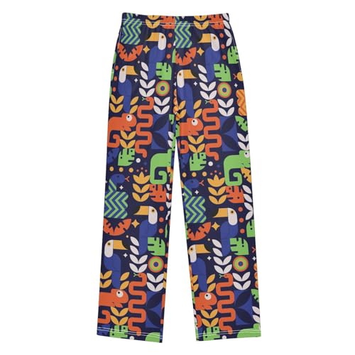 Chameleon Parrot Boys Long Pants Soft Trousers Elastic Waist Kids Lounge Bottoms with Pockets S-XL
