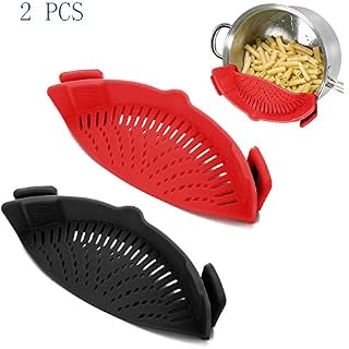 WeTest 2 Pack Heat Resistant Silicone Pot Strainer, Clip on Pots Pans, Pan
