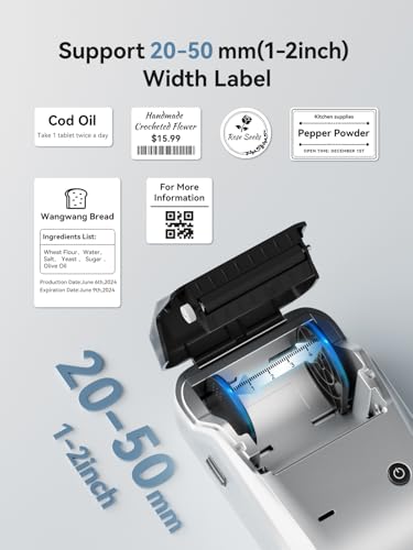 Image of NIIMBOT B1 Label Maker, Portable Bluetooth Thermal Label Printer with Large Waterproof Tape and Multiple Templates for Kitchen, Home, School, Small Business,2 Inch (Silver, 1 Printer+1 Roll Label)