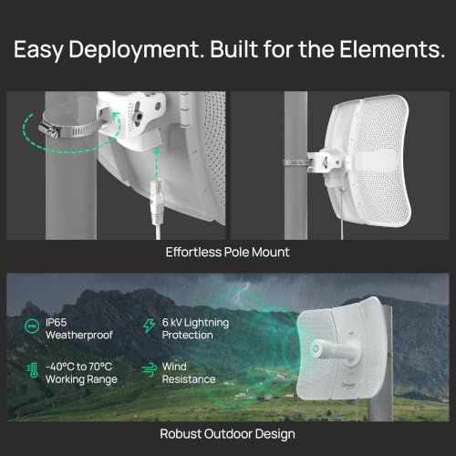 Image of TP-Link Omada Point to Point Wireless Bridge Outdoor - 5GHz, 867Mbps, PtP, 15km Range, Gigabit Port, PoE Powered, Adapter Included, IP65 Weatherproof, Preconfigured, Plug&Play (Beam Bridge 5 UR KIT)