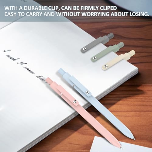KIKISML Gel Pens, Gel Ink Rollerball Pen 5 Pcs 0.5mm Black Ink Fine Point Smooth Writing Push Button Durable Clip Quick Dry for Office School Home Women Men Writing Diary Drawing Sketching - Morandi