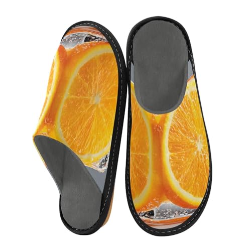 House Slippers Ice Lemon Print, Outdoor Indoor Unisex Rubber Sole Memory Foam 4-5
