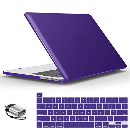 IBENZER Compatible with 2025 2024 M2 MacBook Pro 13 Inch Case 2025-2016 M1 A2338 A2289 A2251 A2159 A1989 A1706 A1708, Hard Shell Case&Keyboard Cover&Type C for Mac Pro 13,Ulatra Purple,T13UAPU+1TC
