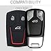 kwmobile Car Key Cover Compatible with Audi 3 Button Car Key Smart Key (only Keyless Go) Key Cover - Silicone Protective Car Key Fob Case - Black/Red