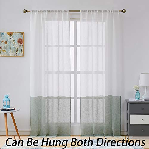 Central Park Fenstervorhang, Salbeigrün mit weißen Streifen, 160 cm lang, mit Stangentasche, 2 Paneele, rustikale Wohnpaneele