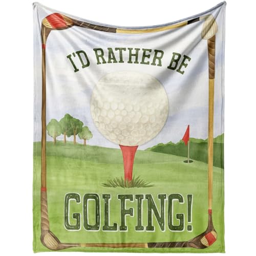COOZEO Id Rather Be Golfing Blanket - Golf Gifts for Men - Throw Blanket for Golf Lovers Golfers and Dads Funny Golf Gift for Fathers Day Birthday Retirement Christmas - 5060 Inch