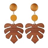Scddboy Monstera Palm Leaf Earrings Wooden Dangle Ear Rings,Summer Tropical Earrings for Women