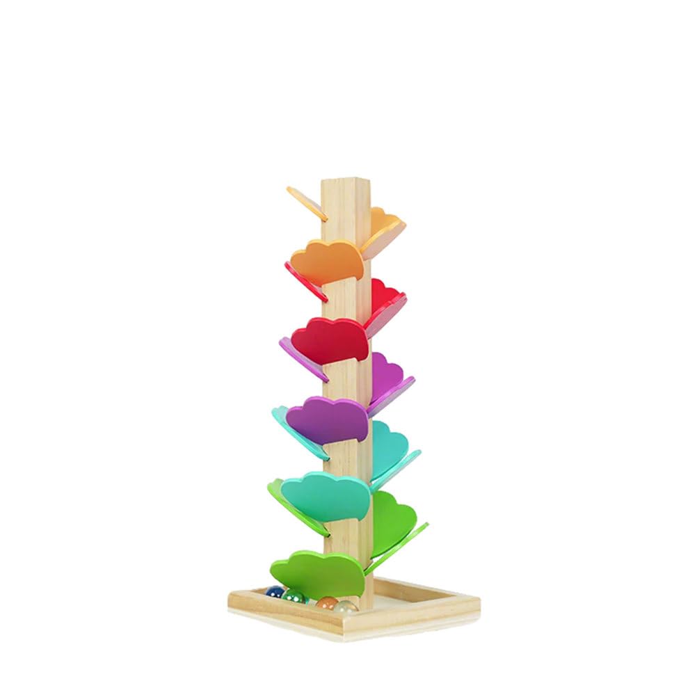 Juguete Musical de Madera Montessori en Forma de Árbol, Carrera de Bolas Deslizantes con Hojas Coloridas, Bloques de Construcción para Montar DIY, Juguete de Juego Sensorial
