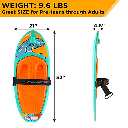 Swonder Water Sports Kneeboard W/ 75Ft Rope For Boating, 52''L X 21''W Knee Board & 4 Sections Kneeboard Rope With Double Handle For Kids & Adults #TOP1