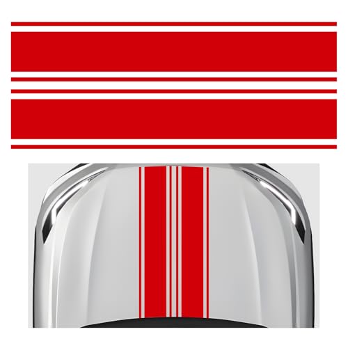 Image of 2 PCS Car Hood Sticker, 70.9 inch x 7.3 inch Waterproof Racing Stripes Auto Body Side Decals, Sports Style Hood Sticker Exterior Decoration for Most Vehicles, Car Accessories (Red)