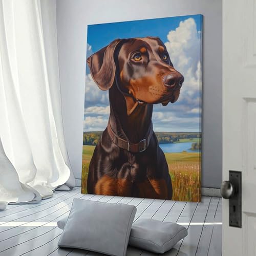 Toile Doberman décoration murale premium 30x45cm pour couloir - 3
