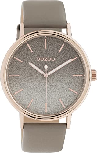 Oozoo Timepieces Montre pour femme avec bracelet en cuir de 20 mm - Montre de qualité supérieure pour femme - Élégante montre analogique ronde, or...