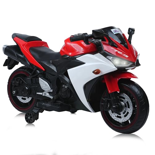 SRECAP Children's Toy Bike R3: Rechargeable Battery-Powered Ride-On for Boys and Girls | Electric Ride-On for Kids [Ages 2 to 5, Large Size - Red