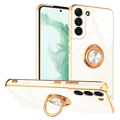 Tnarru for Samsung Galaxy S22 Plus Case with Ring Holder [360° Rotatable Ring Stand] [Support Magnetic Car Mount] TPU Electroplated Kickstand Protective Phone Case for Samsung Galaxy S22+ Black