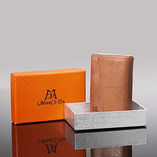 ManChDa Genuine Leather Wallet Slim RFID Blocking Magnetic Wallet for Men Trifold Wallet Aluminum Detachable Wallet Pop up Card Wallet Card Case Holder Clip Money Organizer Khaki, MCD-MQB072US3