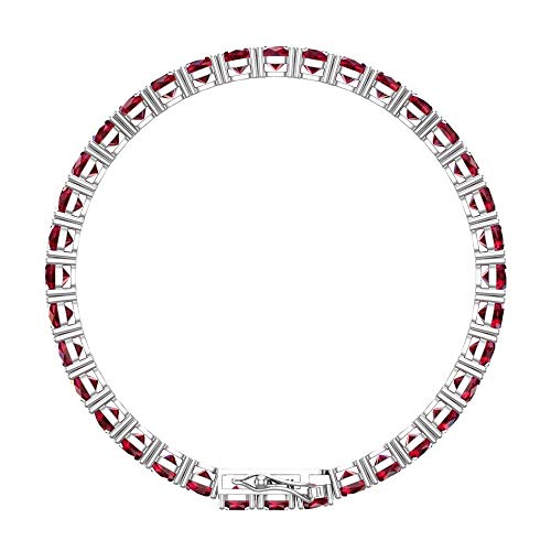 Silver Smile 925 Sterling Silver Pink Ruby Gemstone Bracelets For Women And Girls|Attractive Tennis Bracelet |Highly Polished And Cushion Cut Style Gemstones Bracelets With Box #TOP2
