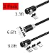 Produktbild Rundes magnetisches Telefon-Ladekabel, 3-in-1-Kabel (3er-Pack, 3.3ft L-Formkabel, 6.6ft gerade Kabel, 9.8ft rechtwinkliges Kabel) - Jeder Stecker passt zu jedem Kabel