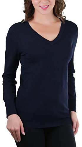 Image of ToBeInStyle Women's Classic Long Sleeve V-Neck Pullover Sweater