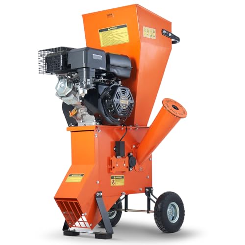 VEVOR Broyeur à Bois, broyeur à Bois, 12 CV, alimenté au gaz, diamètre Maximal de 17 cm, Moteur de 8,6 KW, broyeur de Bois Rapide pour foresterie, Jardin, aménagement paysager, certifié CE/EMC/EPA