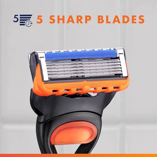 Image of Gillette Men's Fusion5 Razor Handle + 1 Blade Refill, Stainless Steel, Contemporary, Men's, Male, Stainless Steel, 5 Blades, 1 Count