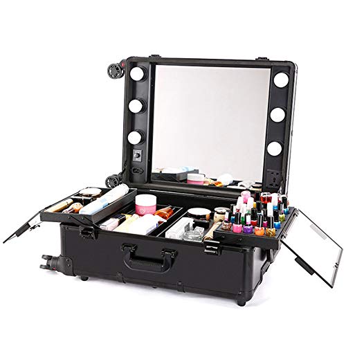 Kosmetikkoffer, Make-up Koffer, Schminkkoffer, Beauty Case, Aufbewahrung für Make up, Nagellack, schwarz – Bild 4
